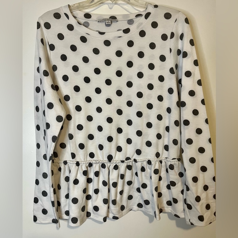 Green Envelope Polka Dot Peplum Top Large